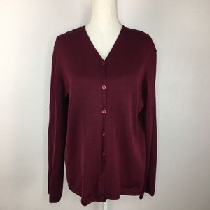 Oscar de la Renta burgundy silk-blend cardigan